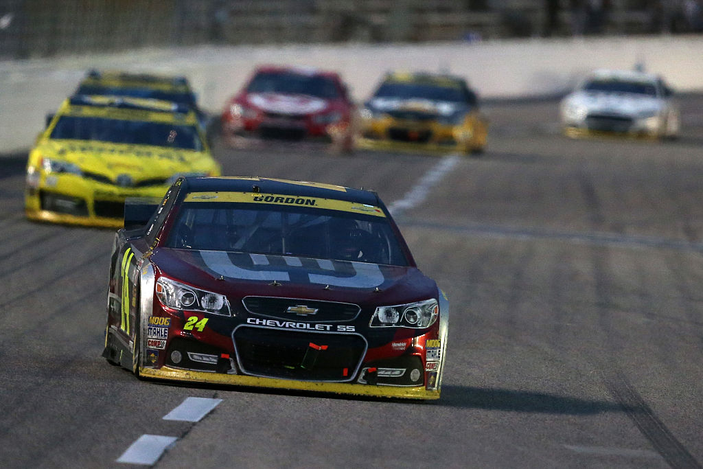 Jeff Gordon, driver of the #24 Drive To End Hunger Chevrolet, during the NASCAR Sprint Cup Series AAA Texas 500 at Texas Motor Speedway