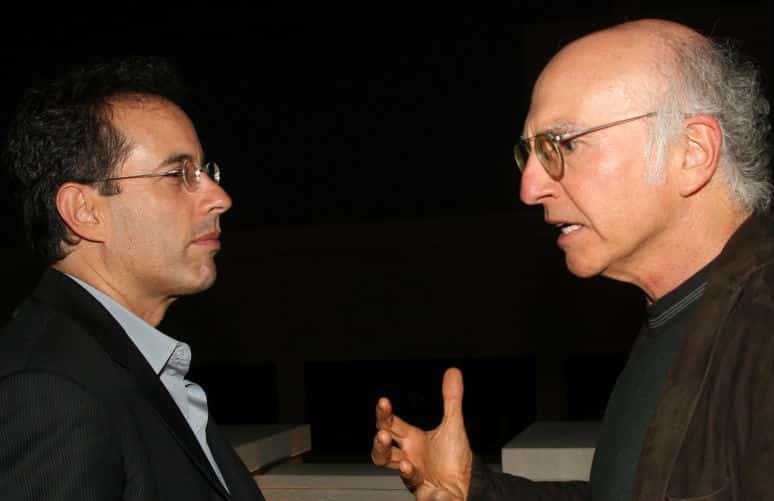 Jerry Seinfeld and Larry David attend a party in celebration of Jessica Seinfeld's new book "Deceptively Delicious Simple Secrets to Get Your Kids Eating Good Food"