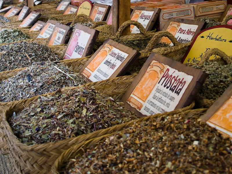 Market with Medicinal herbs 