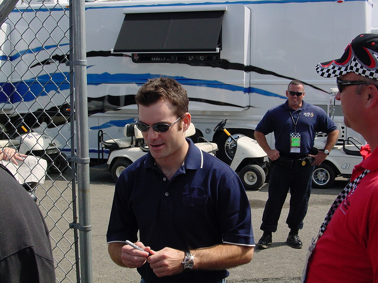 Jeff Gordon in blue  at Watkins Glen