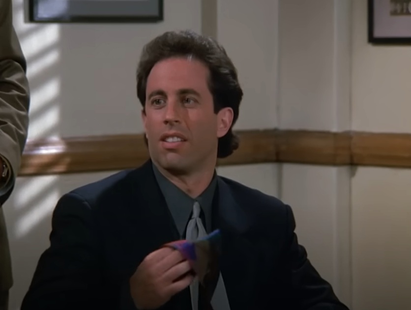 A visually captivating still taken from a pivotal moment in the television sitcom Seinfeld (1989-1998)