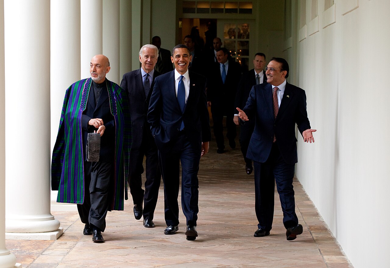 Barack Obama With Afghan President Karzai, Pakistan President Zardari And Joe Biden