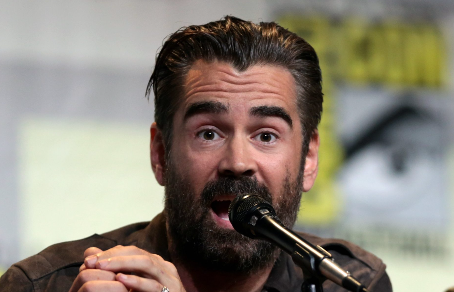 Colin Farrell and Ezra Miller speaking at the 2016 San Diego Comic Con International