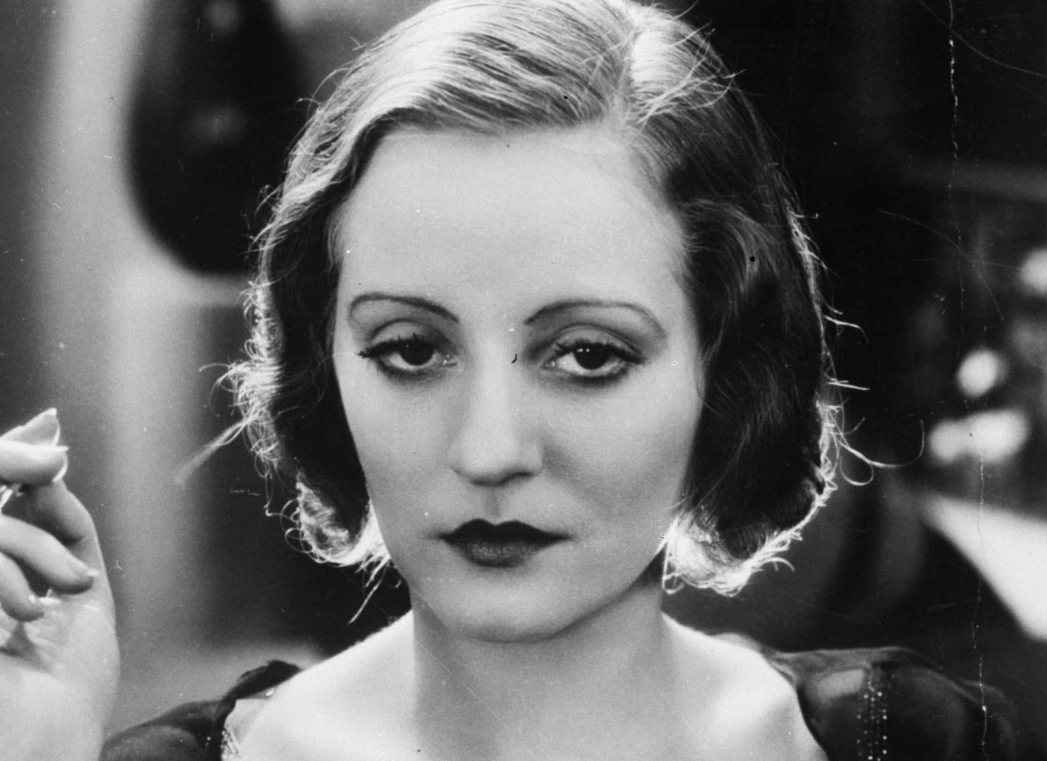 Actress Tallulah Bankhead in black dress