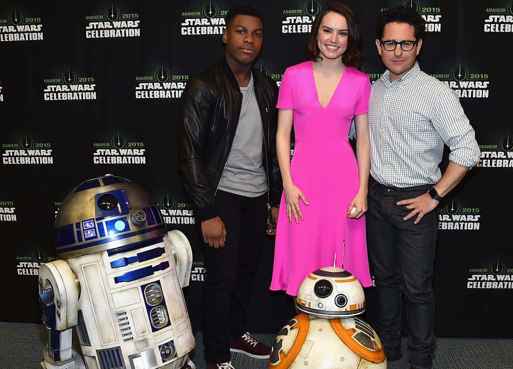 Actors John Boyega and Daisy Ridley and director J.J. Abrams attend Star Wars Celebration 2015