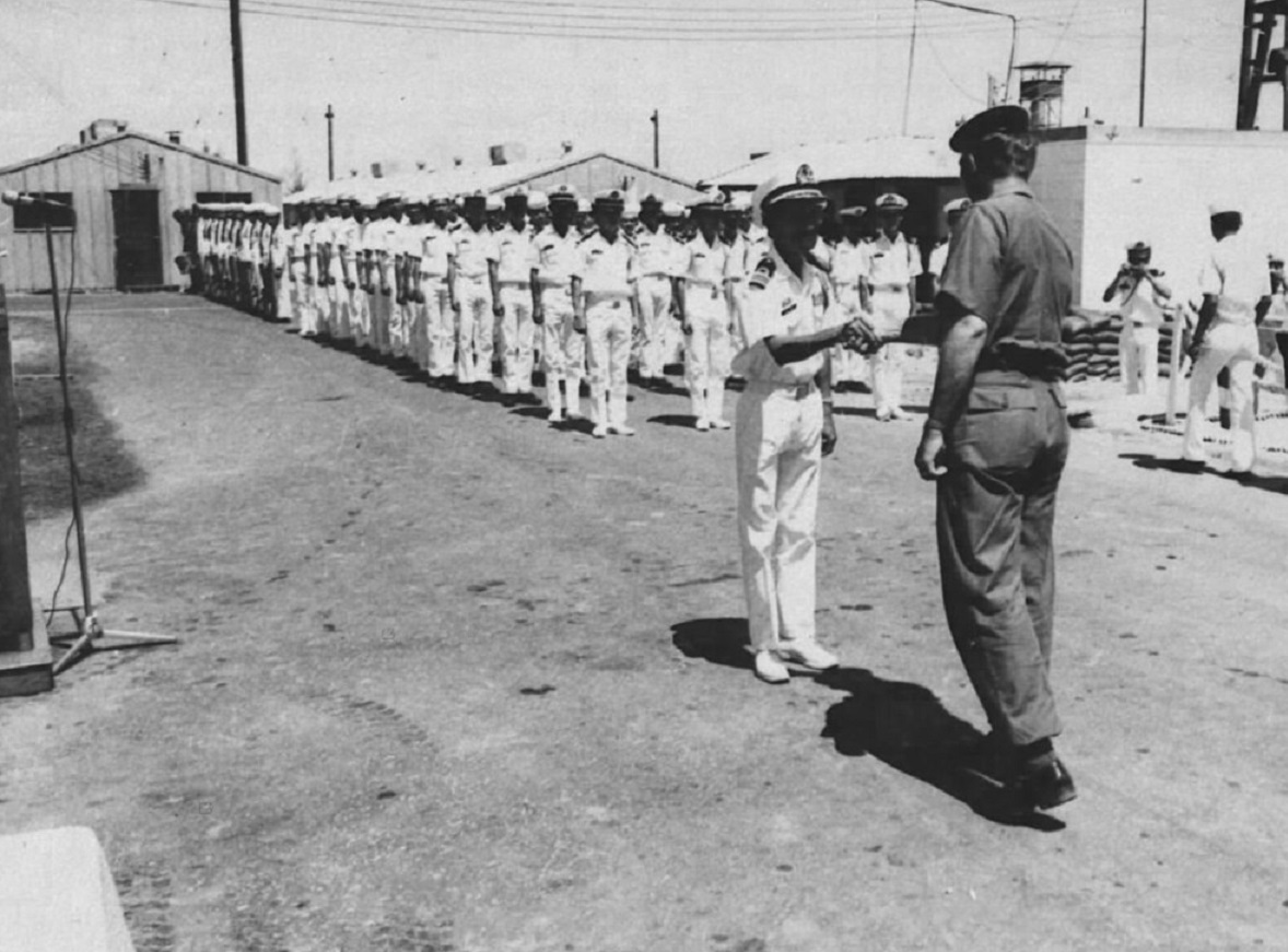 LCDR Pham Tho relieves LCDR Jack Stevens of command of Intermediate Support Base Thuan An - 1971