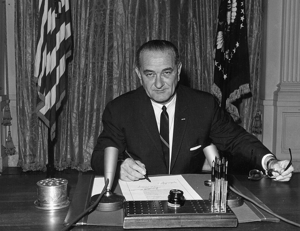 President Lyndon B. Johnson Signs Gulf Of Tonkin Resolution