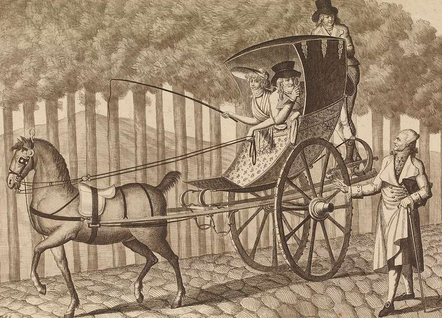 Couple riding on a chariot