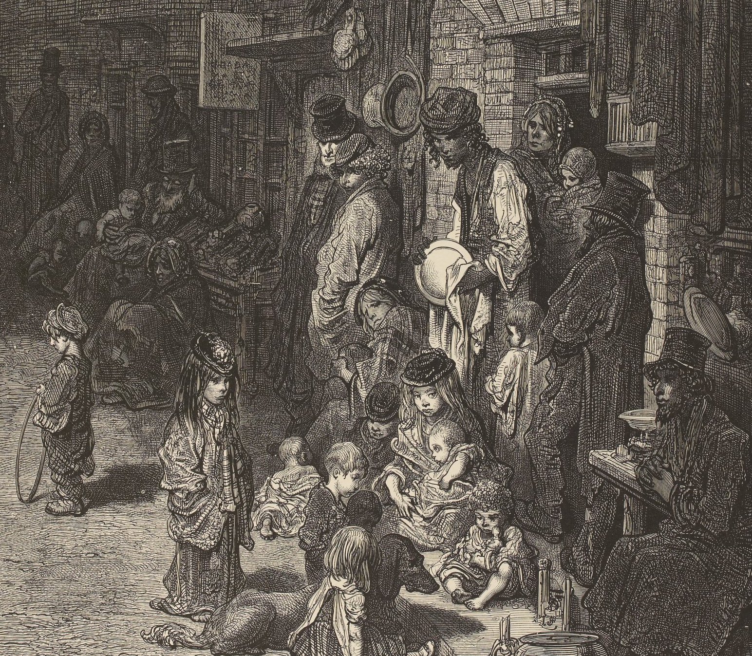 Overcrowded slums known as “rookeries”