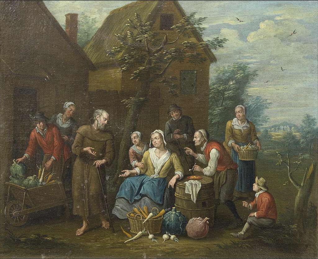 Villagers selling food products