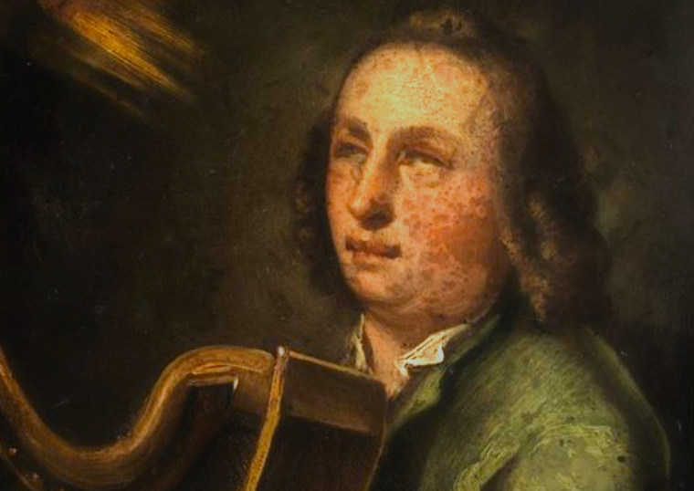 Portrait of the Celtic harper Turlough O'Carolan