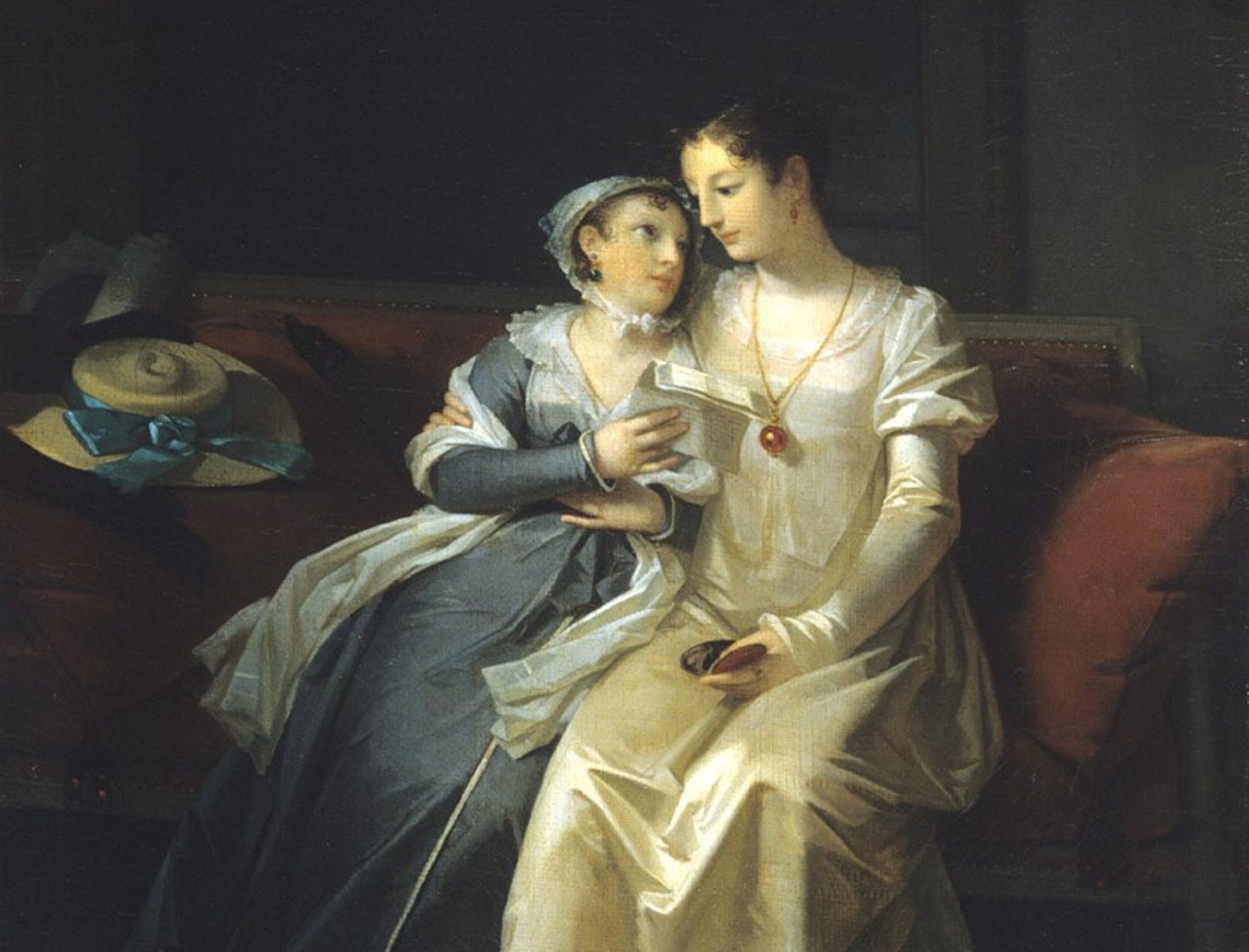 Portrait of two woman holding a letter - 1801