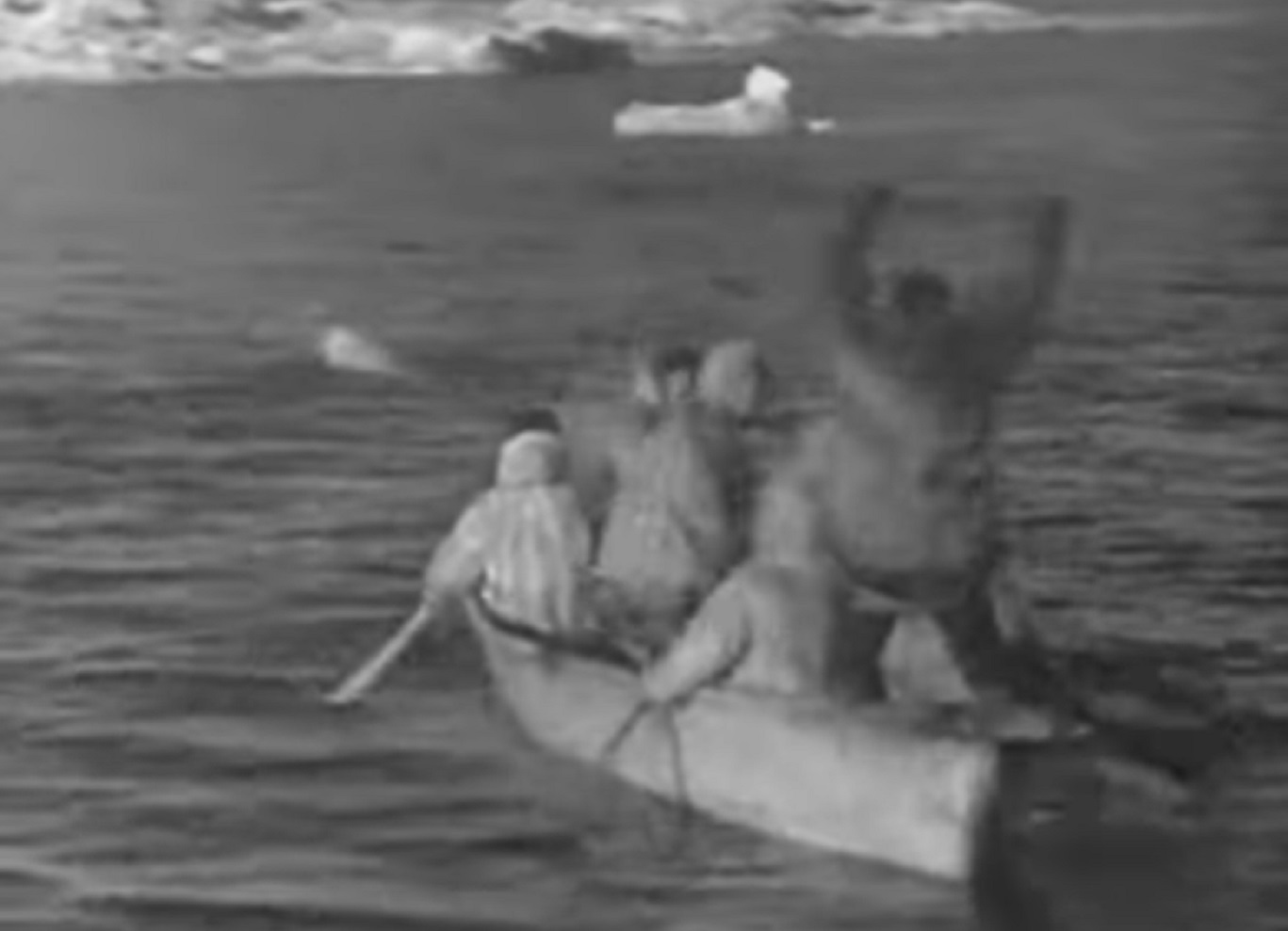 Screenshot of people in boat - from Eskimo (1933)