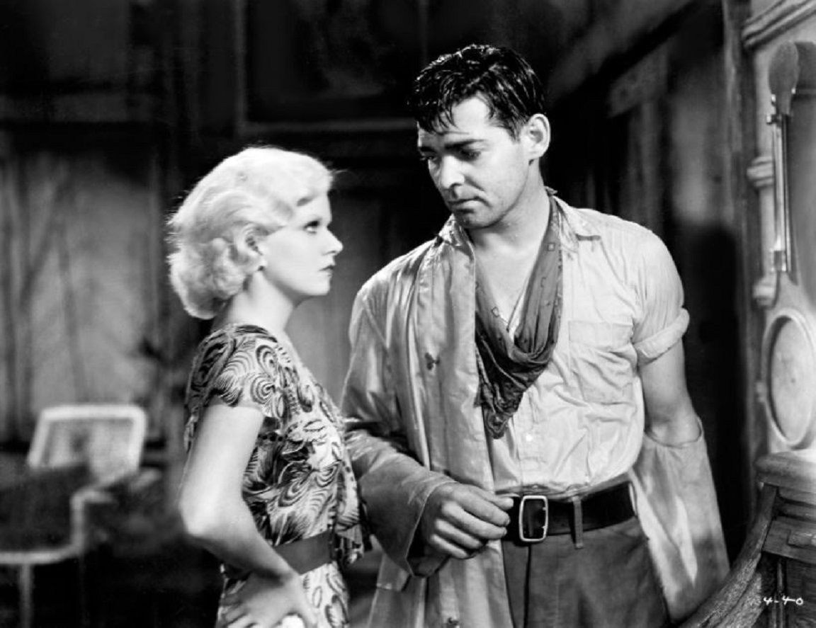 Jean Harlow and Clark Gable in the American pre-Code romantic drama film Red Dust - 1932.