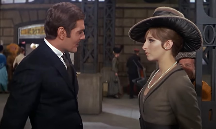 Barbra Streisand  as Fanny Brice and  Omar Sharif  as Nick Arnstein  looking at each other