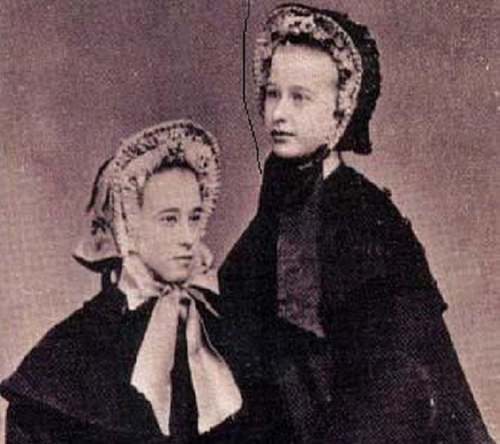 A young Kate Haroney (seated) with her sister - 1867