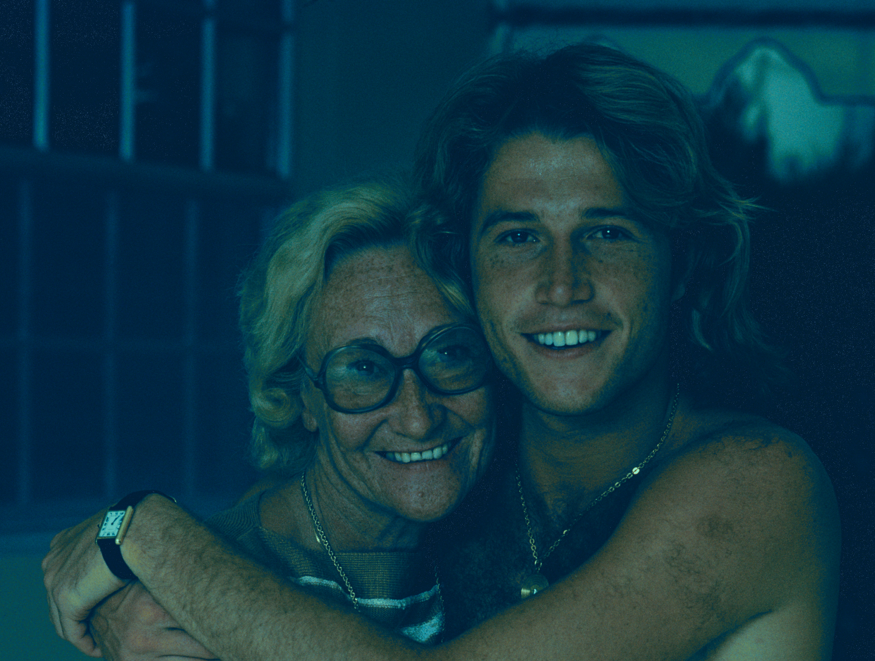 Singer Andy Gibb (1958 - 1988), younger brother of the Bee Gees, with his mother Barbara in Miami, Florida, 1978