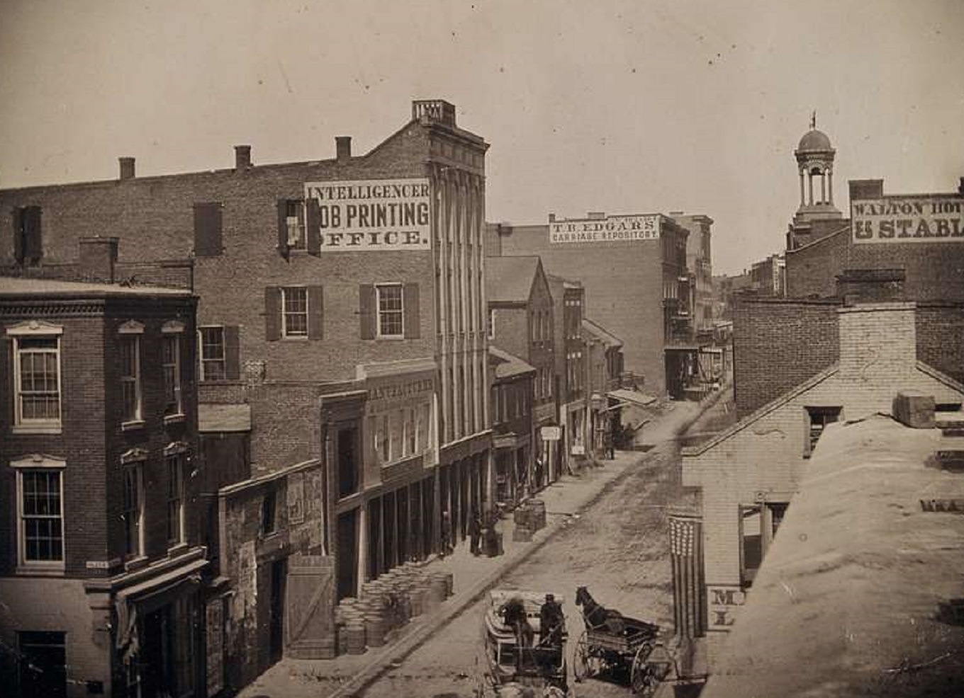 North from Olive Street, showing St. Louis Intelligencer Office - 1854