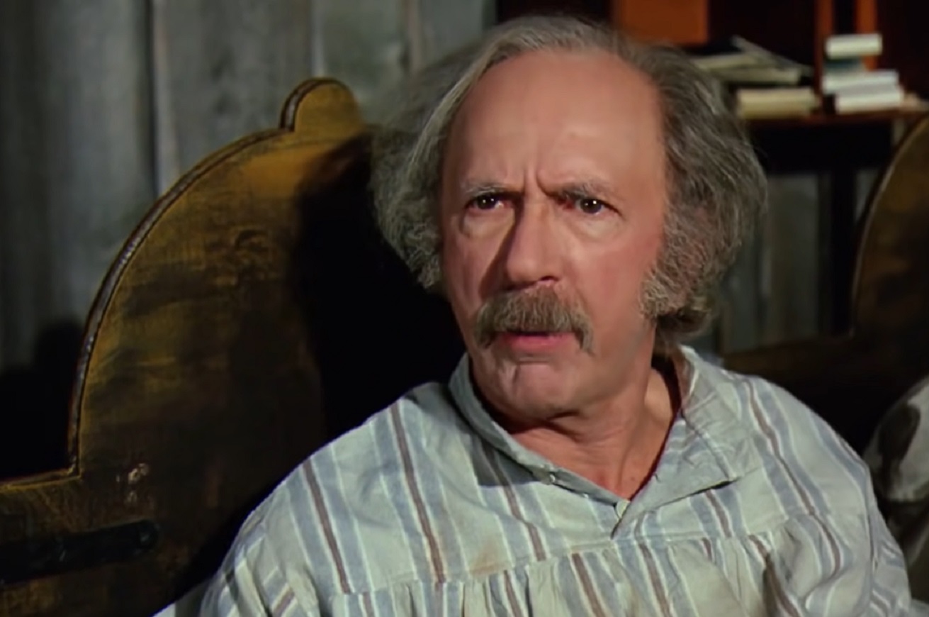 Screenshot of Grandpa Joe looking upset  - from Willy Wonka & The Chocolate Factory (1971)