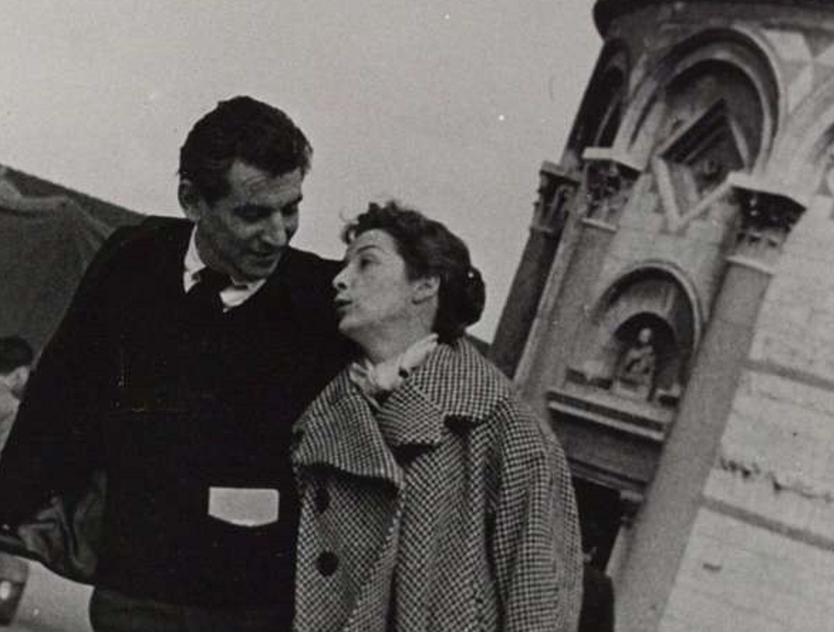 Leonard and Felicia Bernstein at Leaning Tower of Pisa, - 1954