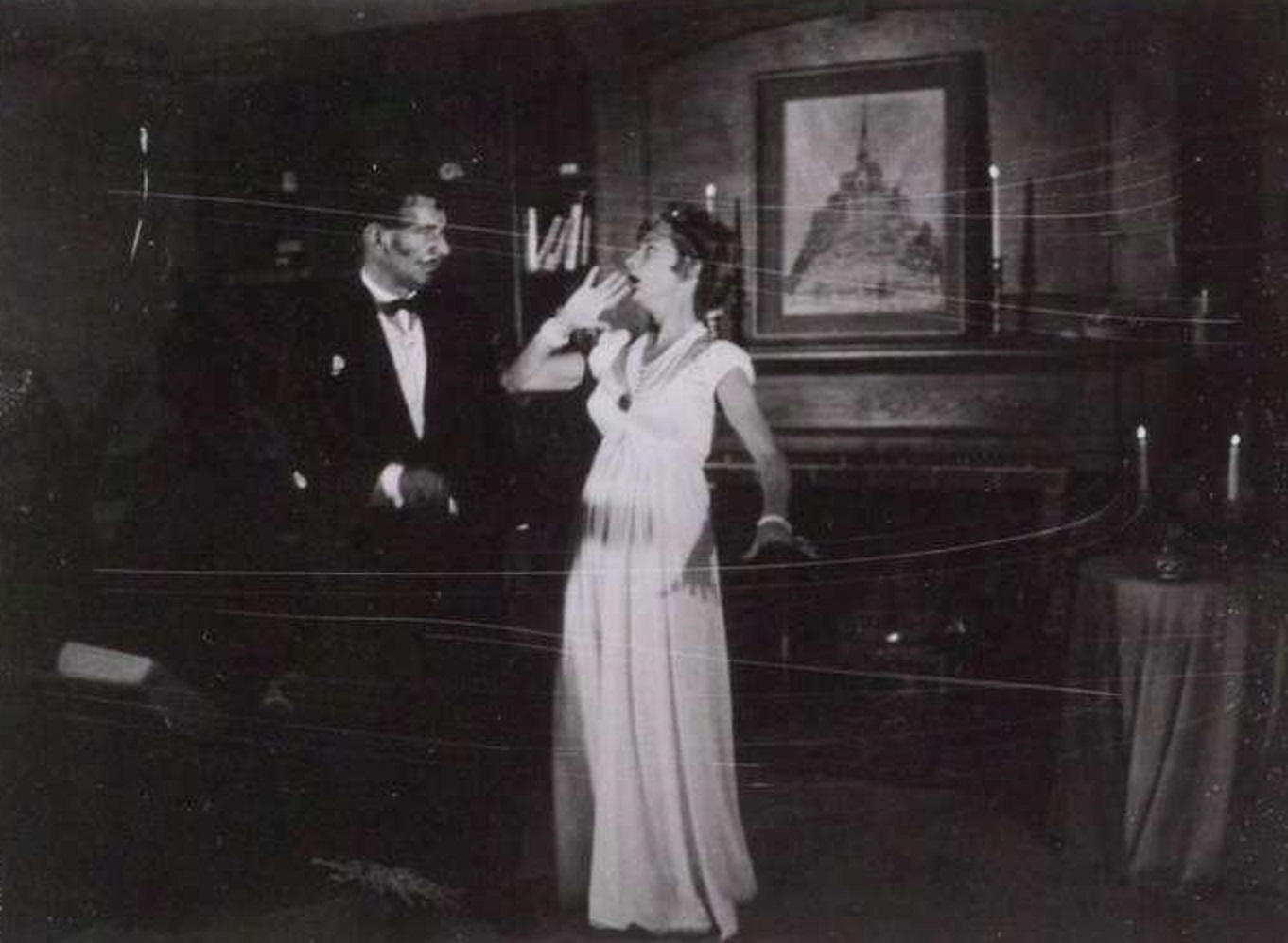 Leonard and Felicia Bernstein in costume for a production of Tosca, - 1961