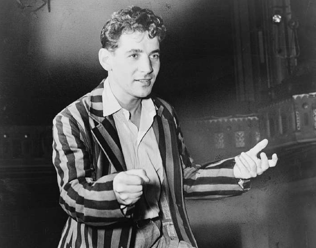 Portrait of Leonard Bernstein, young conductor - 1945
