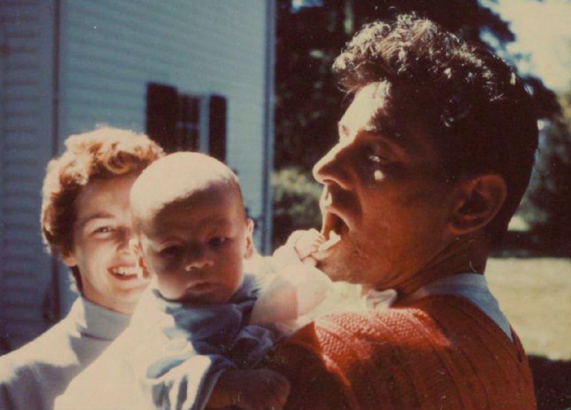 Leonard, Felicia, and Jamie Bernstein smiling - 1952