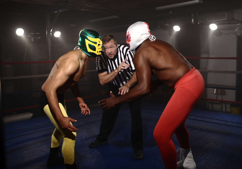 Two masked wrestlers