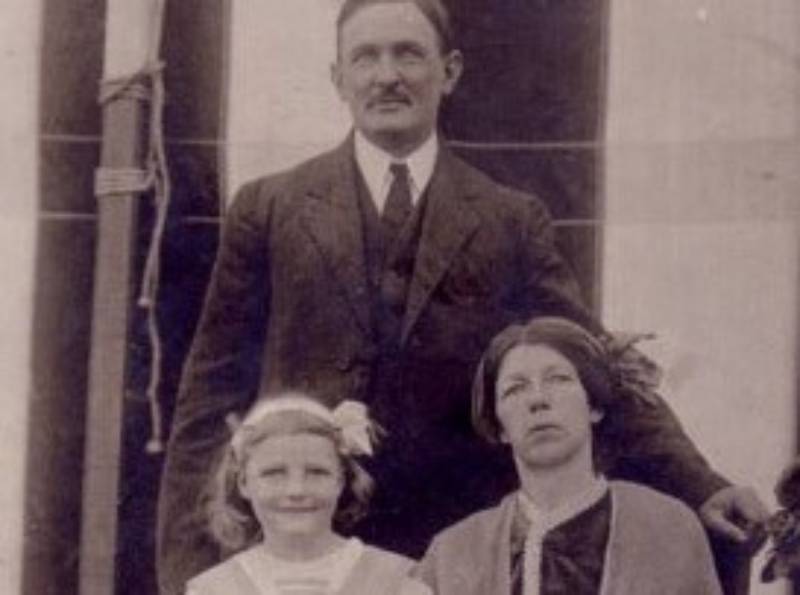 Myrtle Corbin with husband and daughter