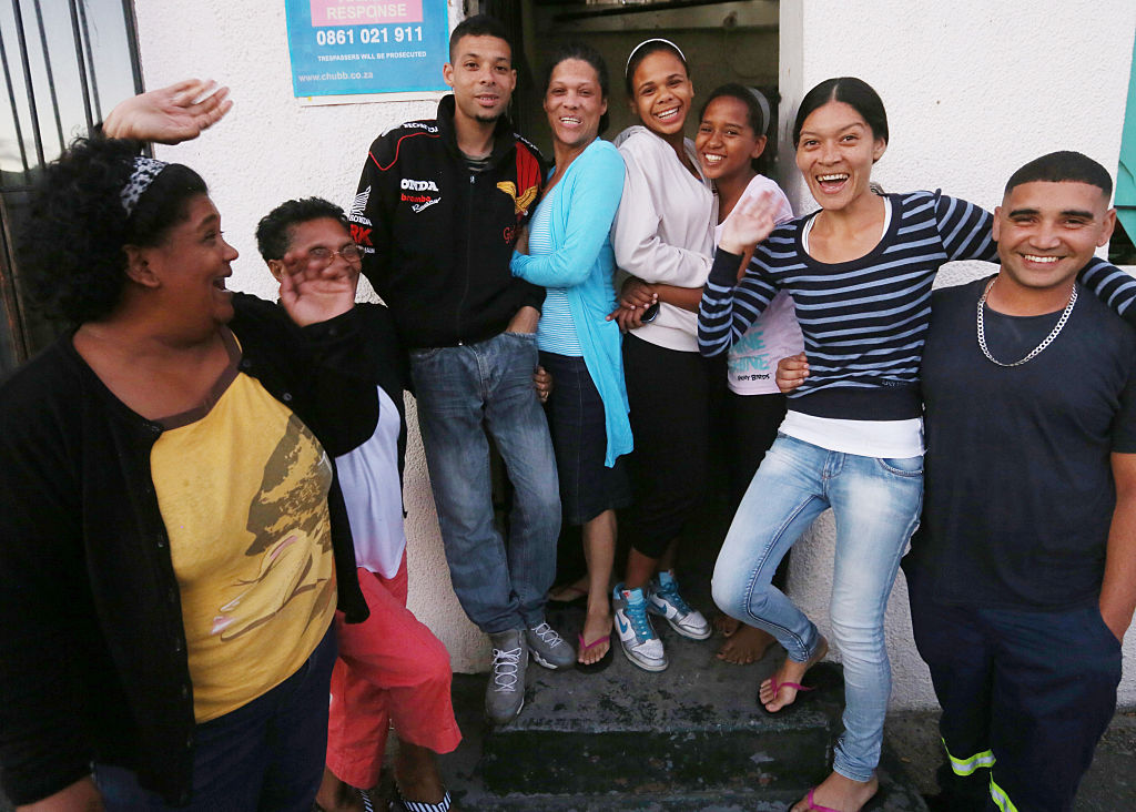 Family members gather in front of the Nurse's home after they heard the good news that Zephany Nurse was found