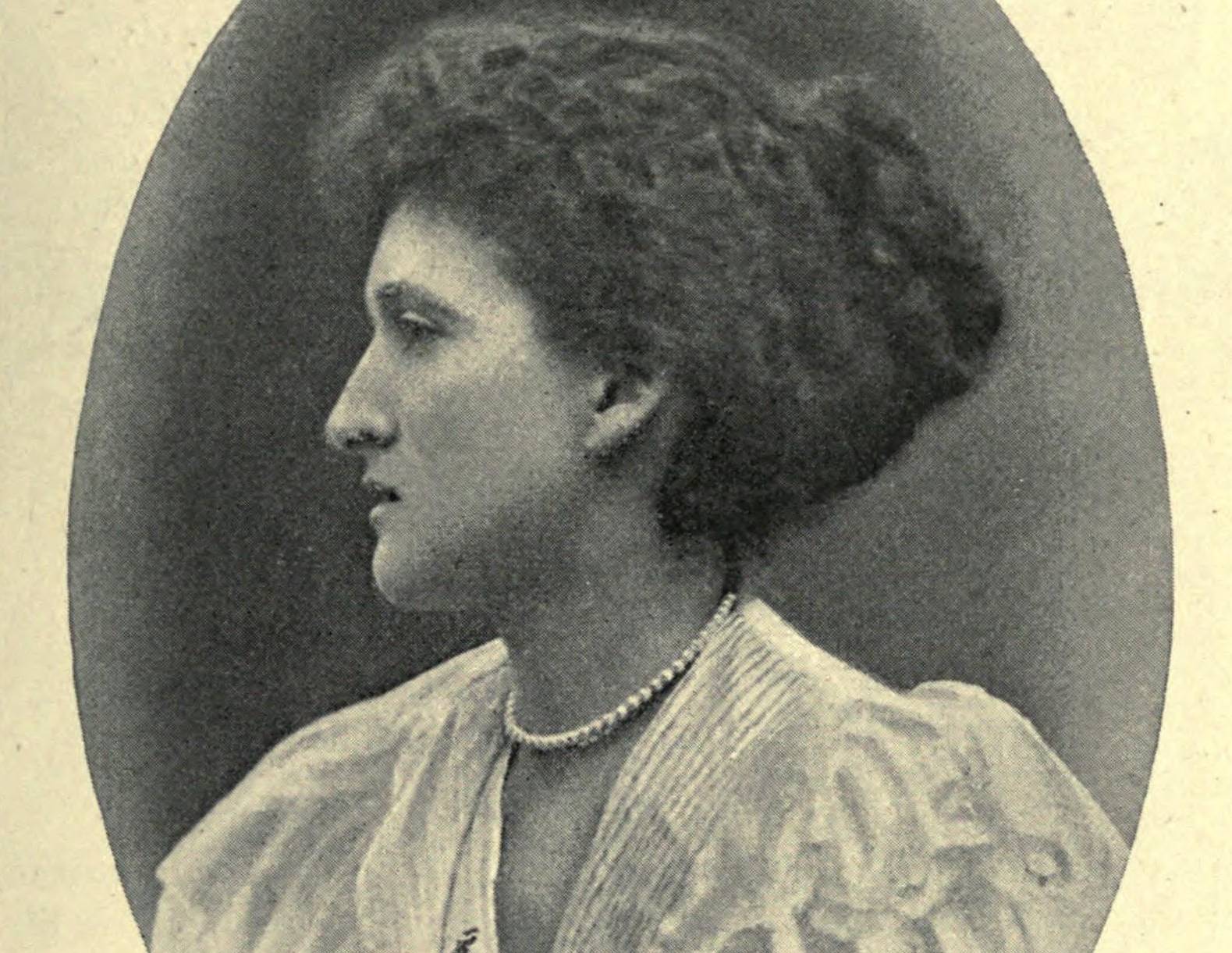 Portrait Of Margot Asquith, Countess Of Oxford And Asquith  in white dress