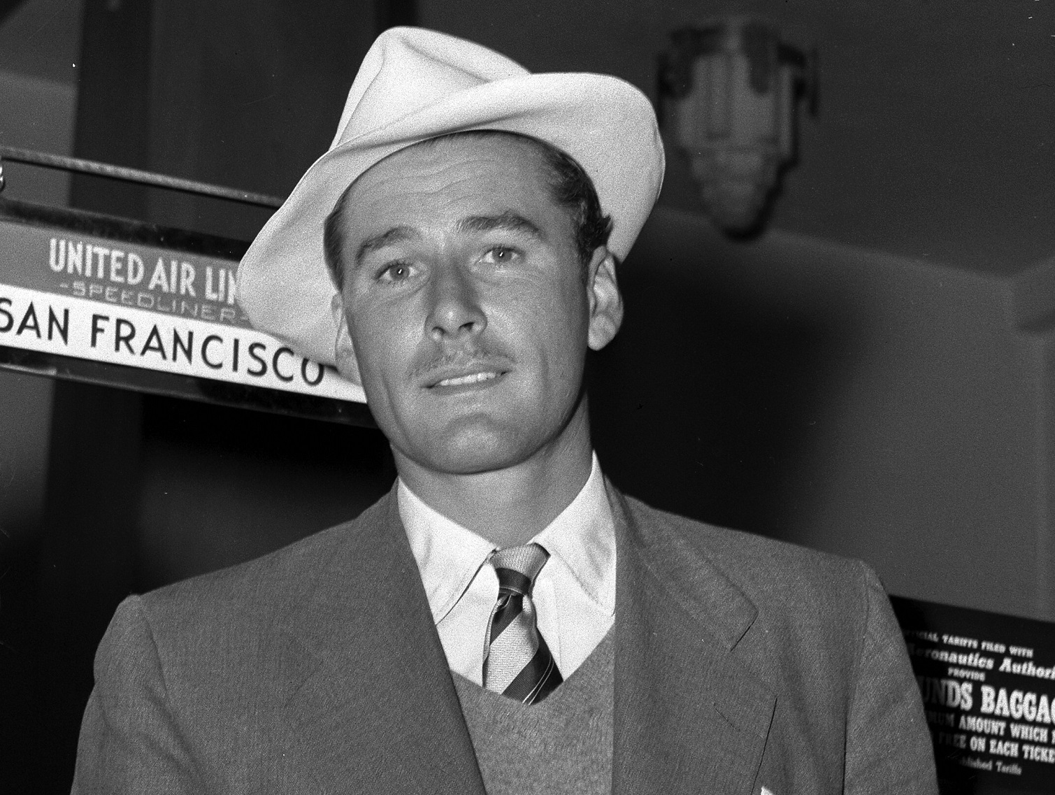 Actor Errol Flynn at Los Angeles' Union Airport - 1941