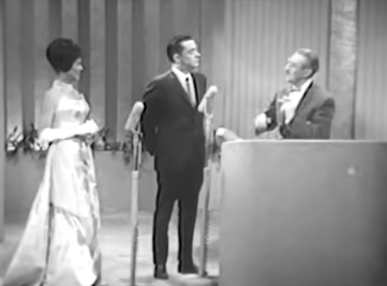 Screenshot of Dona Drake and William Travilla - from You Bet Your Life - 1960