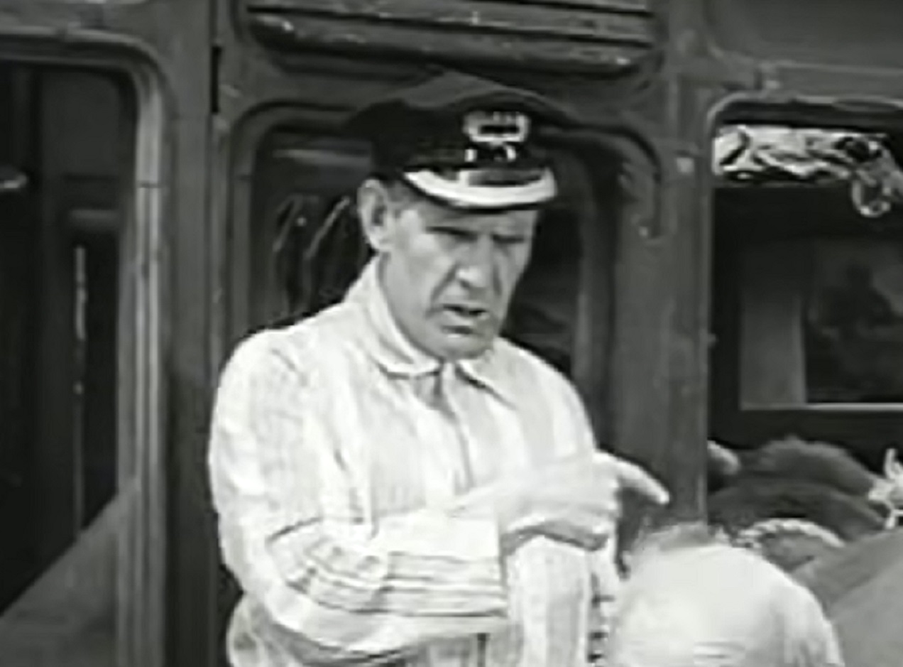 Screenshot of Will Hay on the train - from Oh, Mr Porter! (1937)