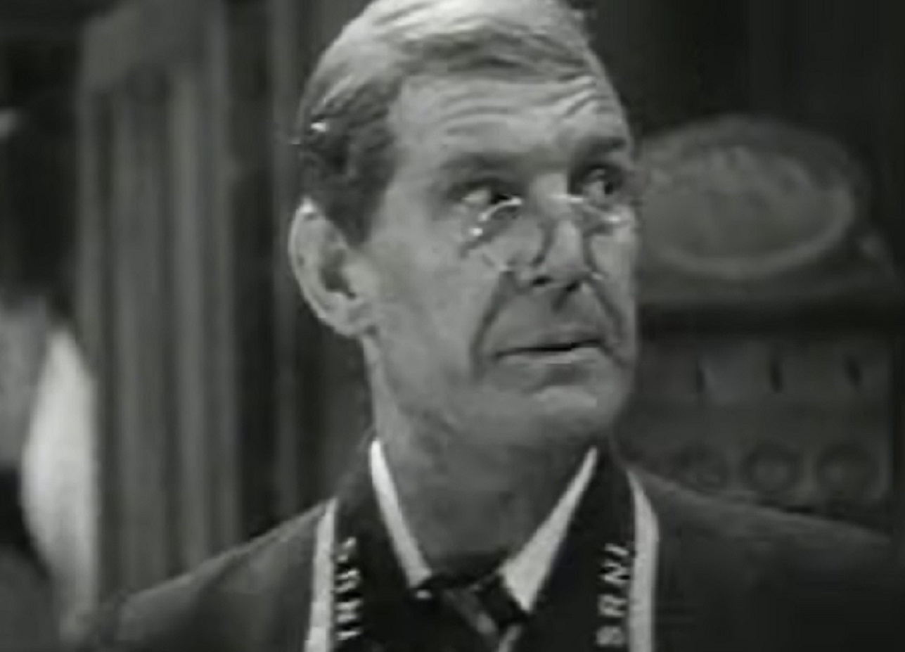 Screenshot of Will Hay looking at side - from Oh, Mr Porter! (1937)