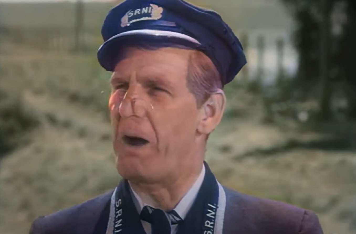 Screenshot of Will Hay looking at side and talking - from Oh, Mr Porter! (1937)