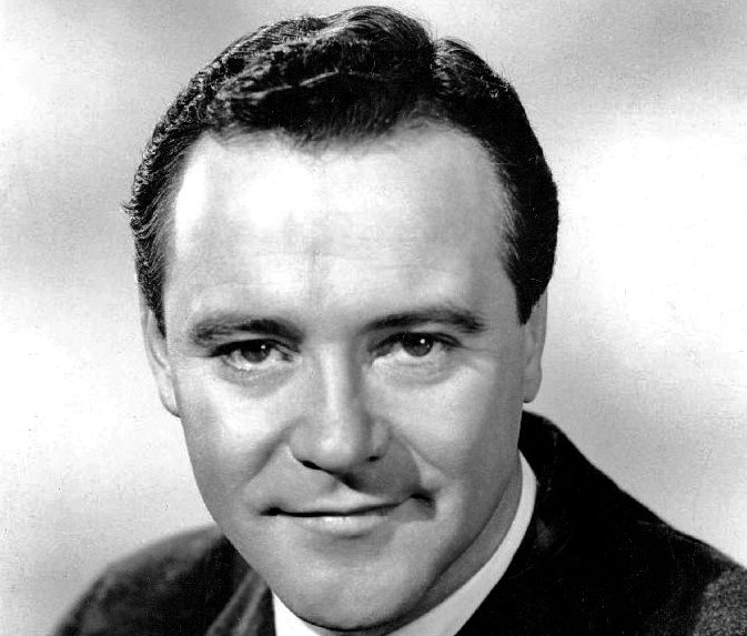 Portrait Publicity photo of the actor Jack Lemmon in a dark suit and white shirt