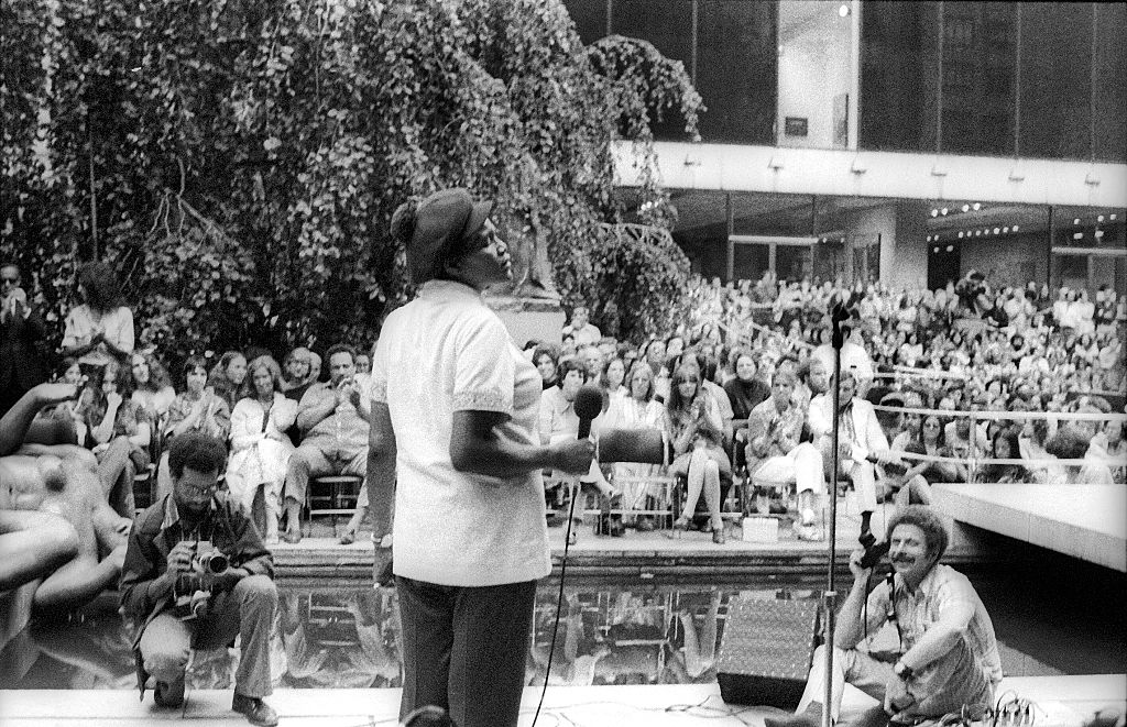 Singer Big Mama Thornton (1926-1984) performs in front of an audience