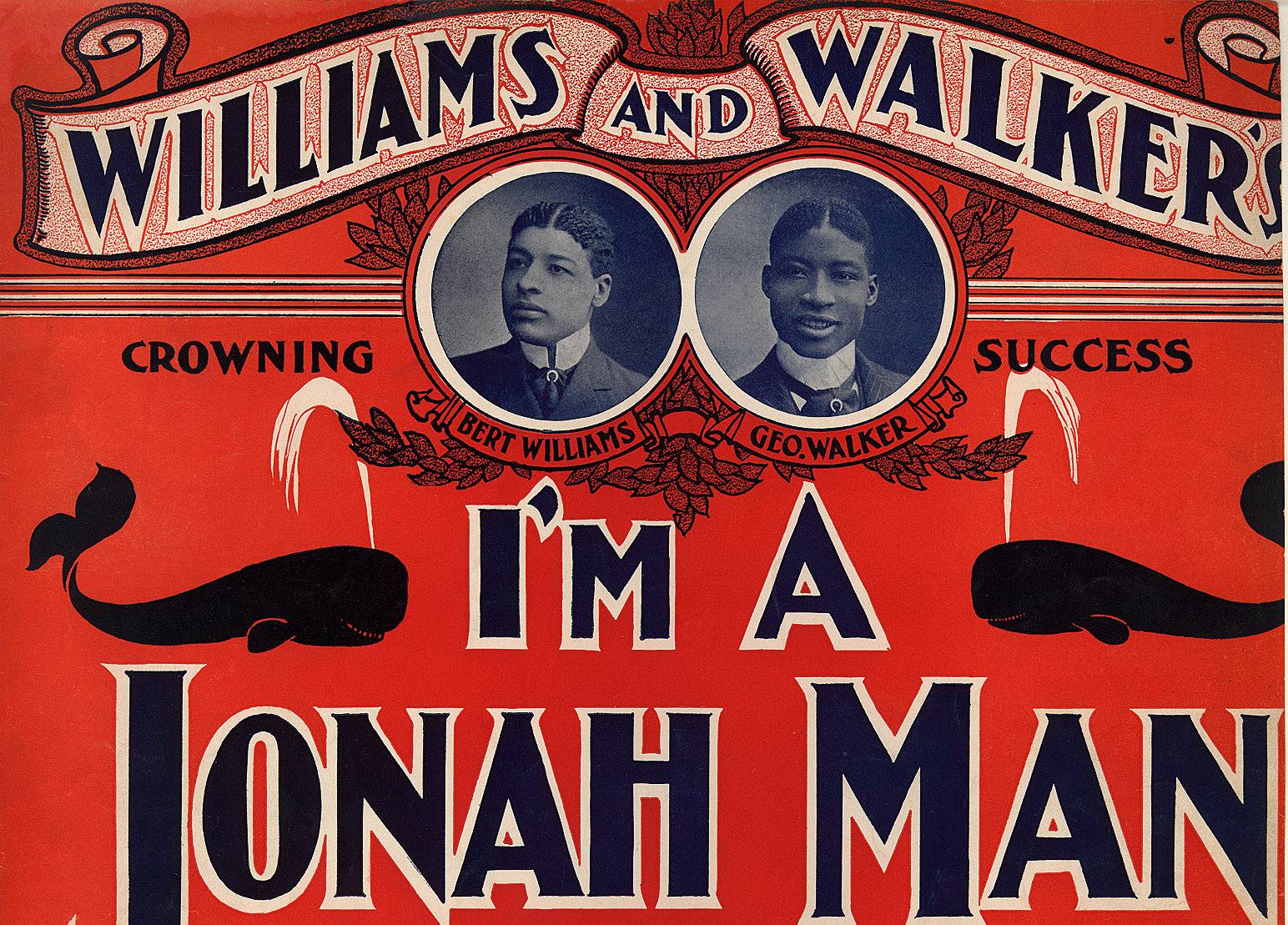 "I'm a Jonah Man" from the musical "In Dahomey". 1903 sheet music cover. Bert Williams and George Walker, vaudeville stars "Williams & Walker"