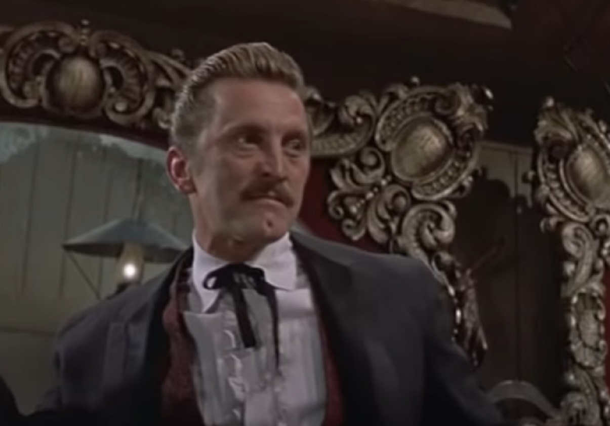 Screenshot of Kirk Douglas looking upset - from Gunfight at the O.K. Corral (1957)