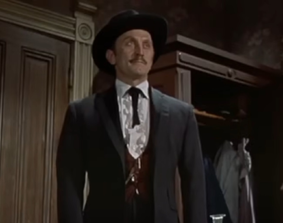 Screenshot of Kirk Douglas looking at front - from Gunfight at the O.K. Corral (1957)