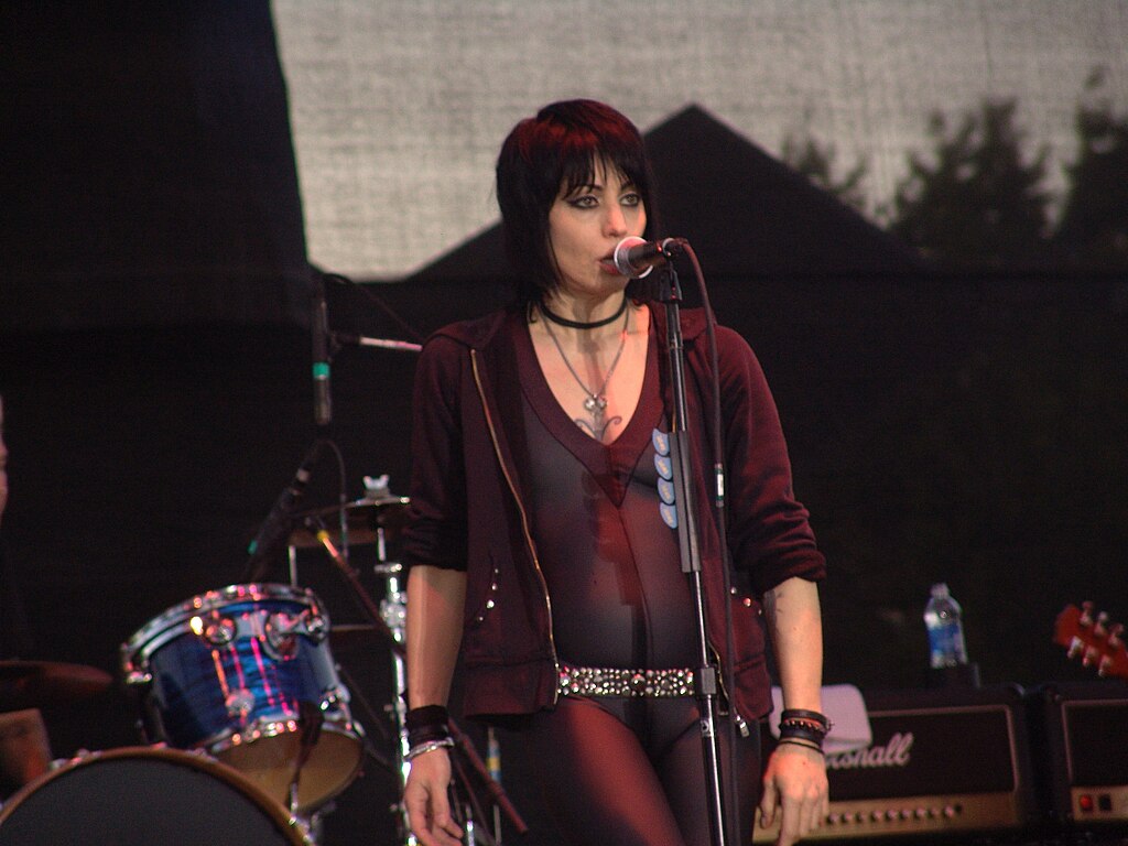 Musician Joan Jett performing on a stage at Sonoma-Marin Fairgrounds