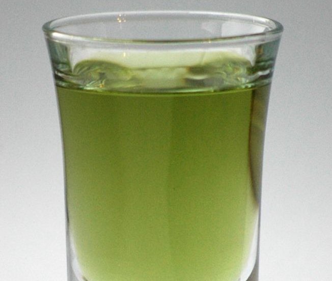 A shot glass of green Chartreuse
