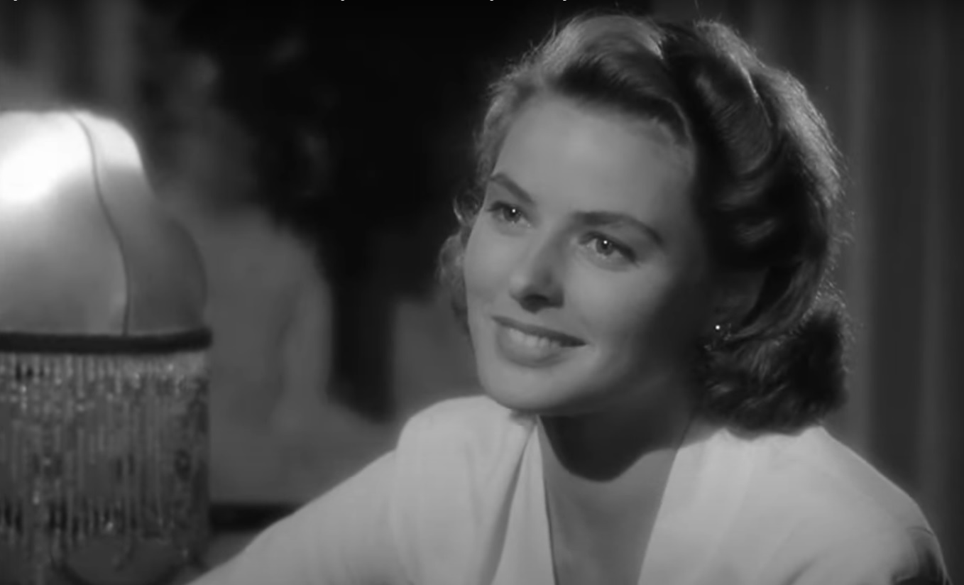 Grayscale Portrait photo of Ingrid Bergman as Ilsa Lund in the movie Casablanca