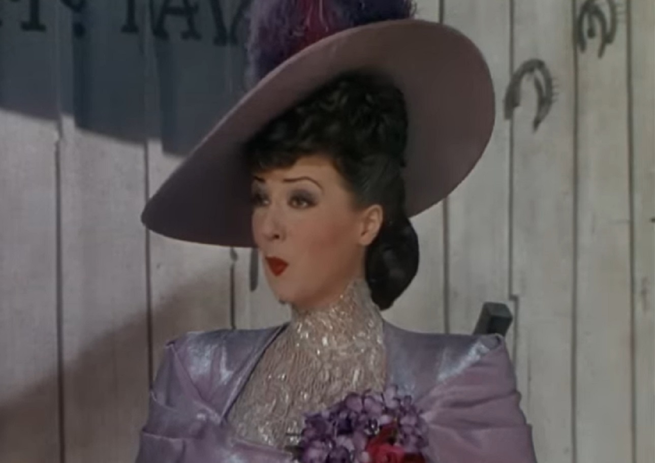 Screenshot of Gypsy Rose Lee looking at side surprised from - Belle of the Yukon (1944)