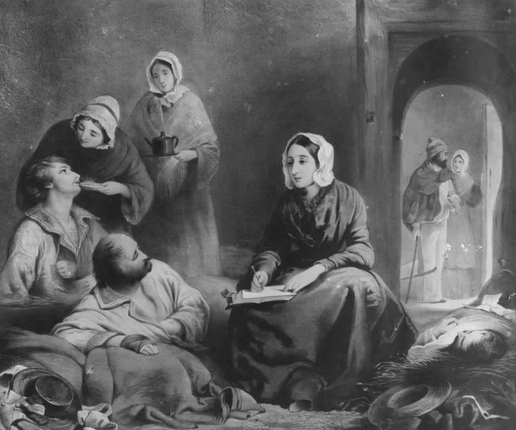 image of Florence Nightingale and patients