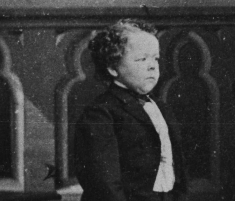 Commodore Nutt (George Washington Morrison Nutt, 1848-1881), the Best Man, and bridesmaid Minnie Warren