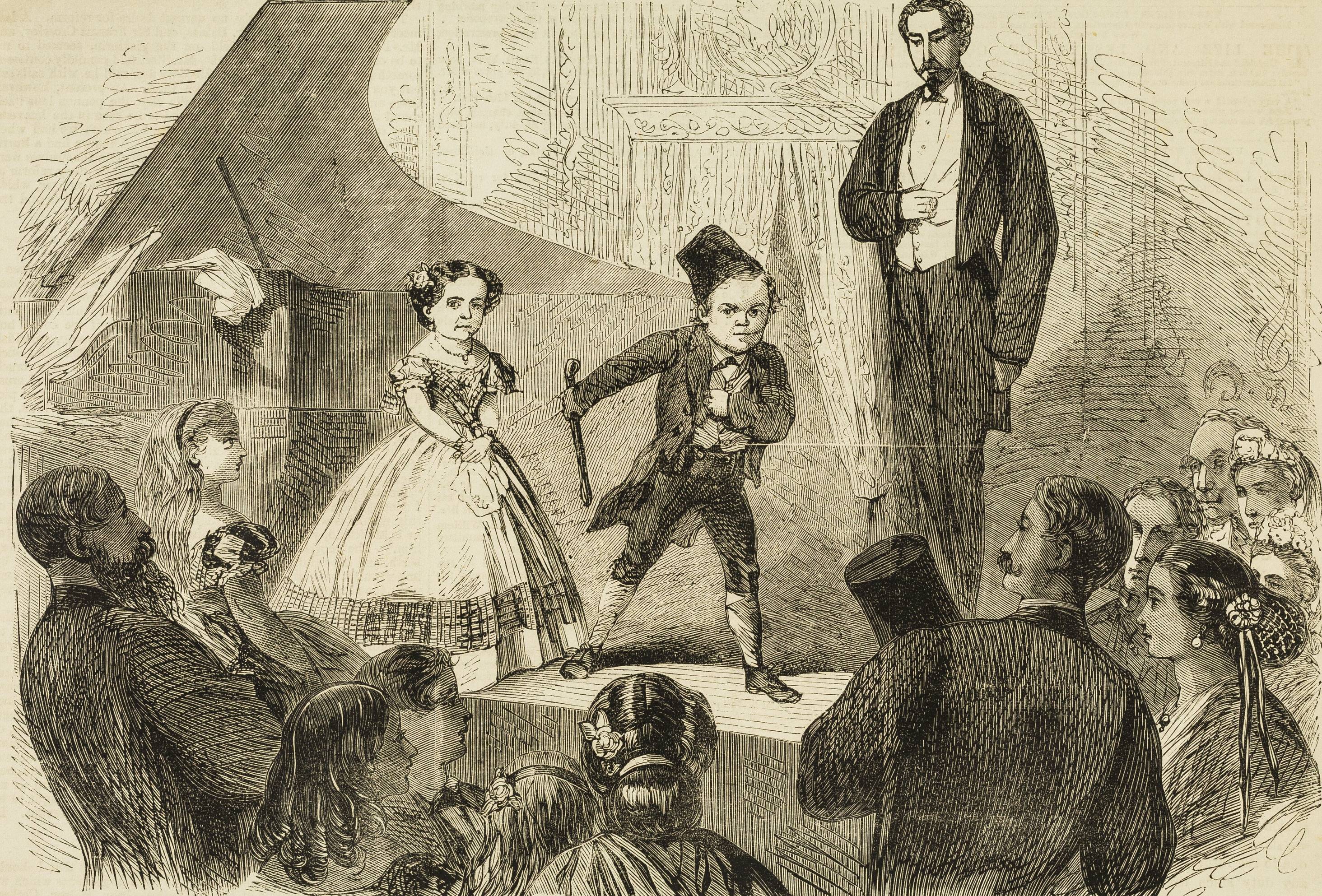 "Commodore Nutt and Miss Minnie Warren" performing