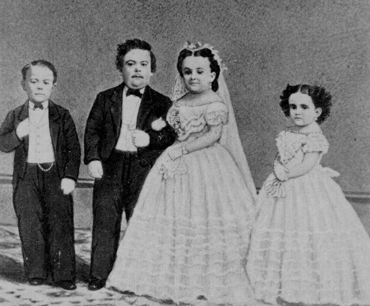 Mr. And Mrs. Tom Thumb With Best Man And Bridesmaid, 1863