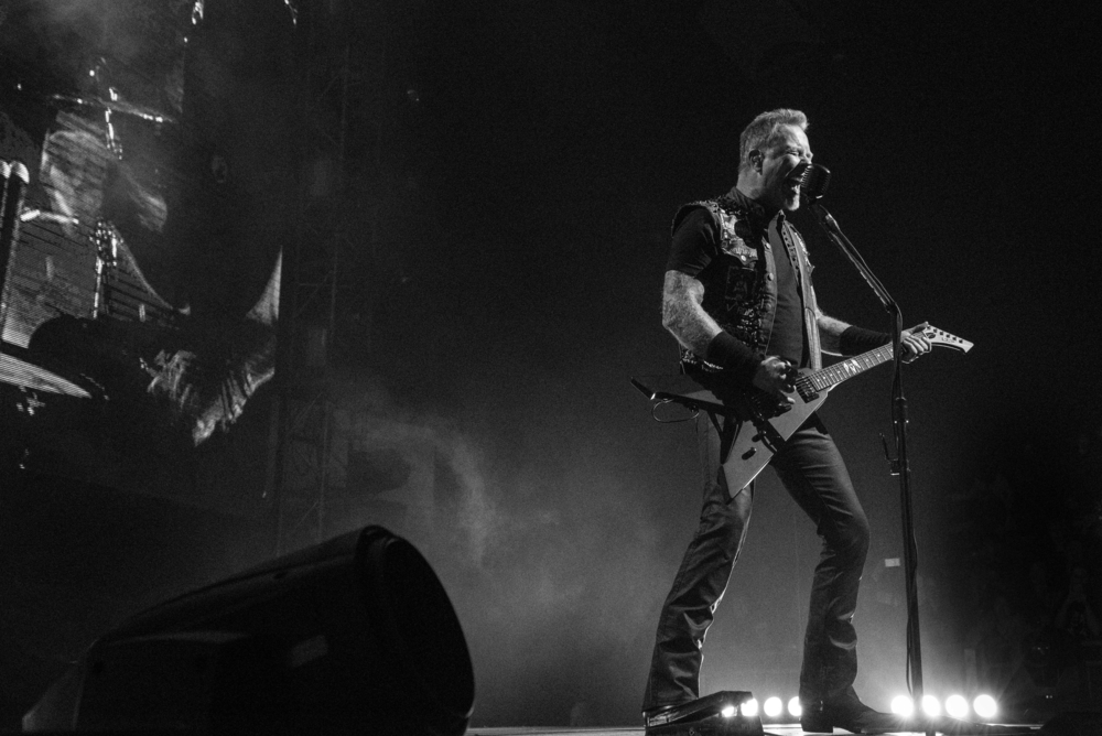 Vocalist James Hetfield performed on stage